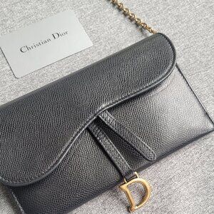 Dior oblique saddle wallet on chain